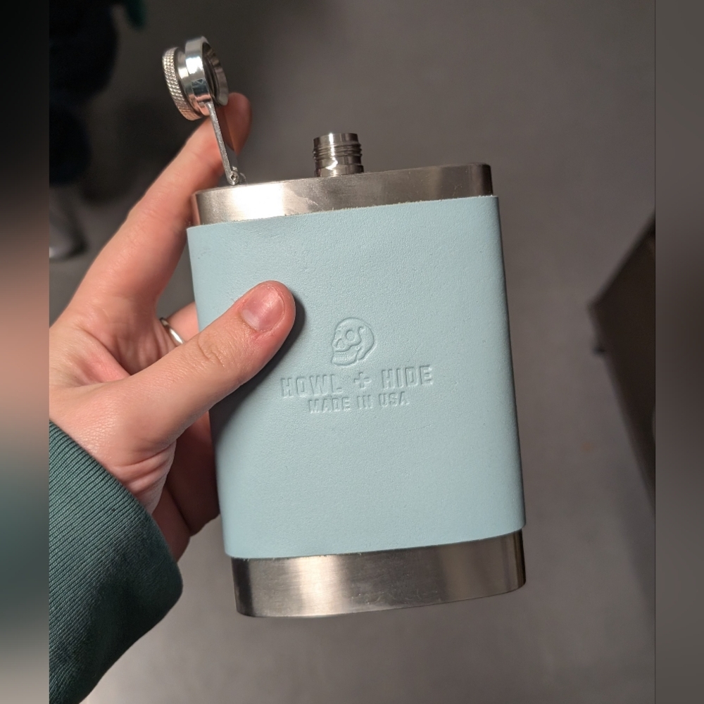 New leather & stainless steel flask